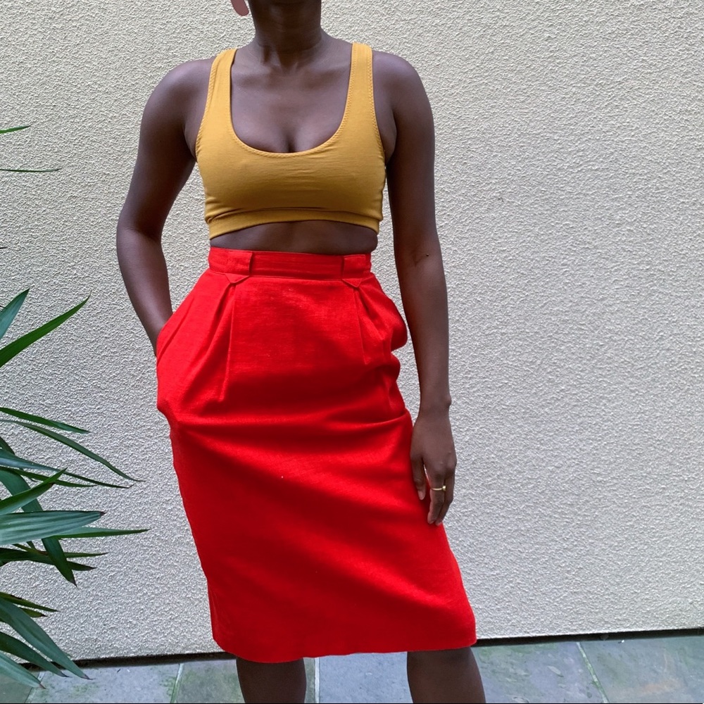 Vintage linen pencil skirt